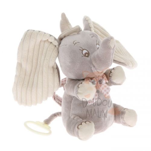  dumbo boîte à musique éléphant gris beige noeud vichy 